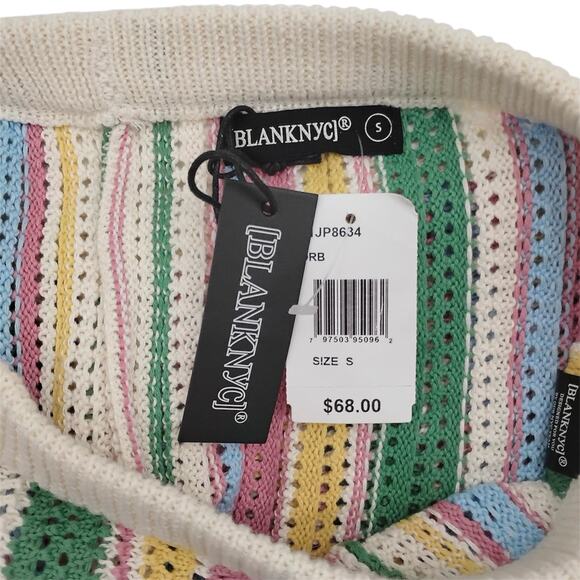 Blank NYC Over the Rainbow Crochet Sweater Shorts Open Stitch Striped Size Small - Picture 3 of 4